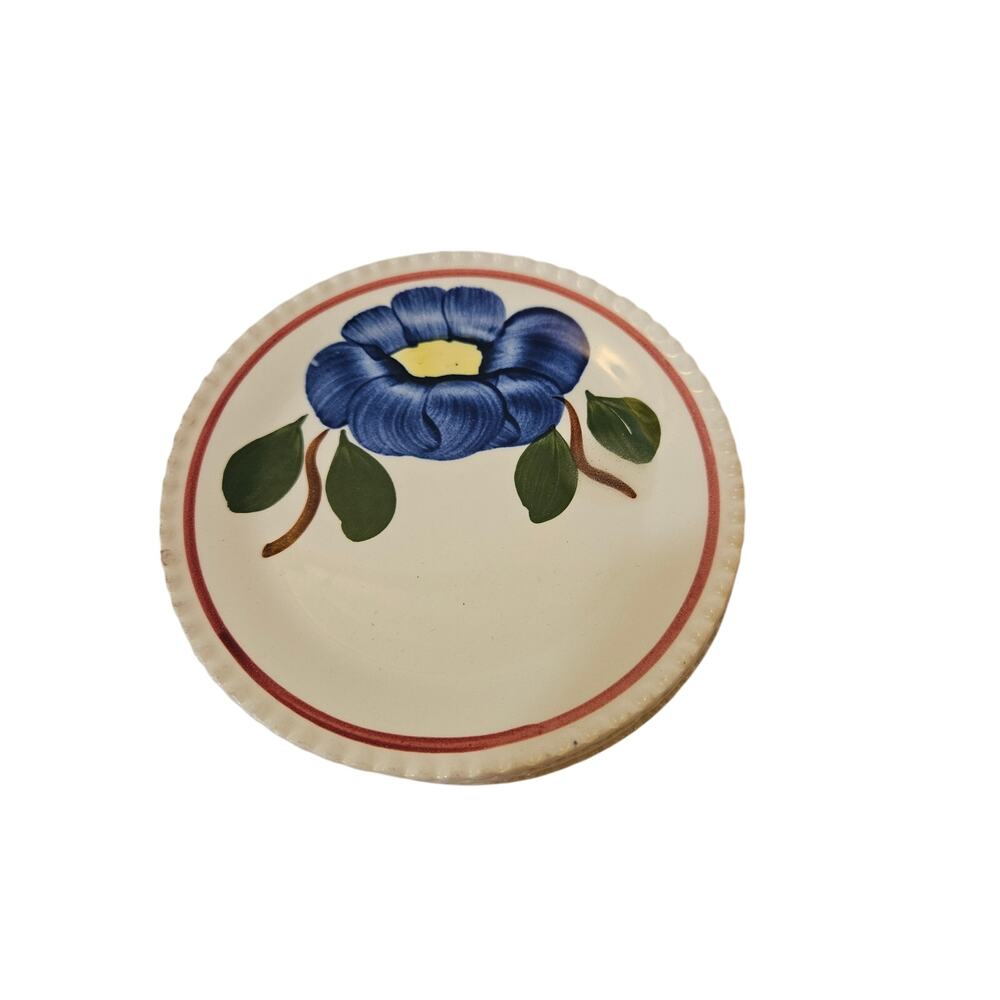 Blue Ridge Pottery Set of 4 Floral Saucers Hand Painted Vintage